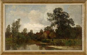 Fluslandschaft Mit Dorfansicht by Gilbert Von Canal