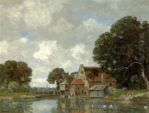 Hollandische Kanallandschaft by Gilbert Von Canal