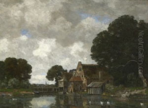 Hollandische Flusslandschaft Mit Muhle - view 1