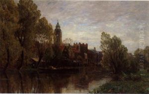 Hollandisches (?) Stadtchen Am Fluss by Gilbert Von Canal
