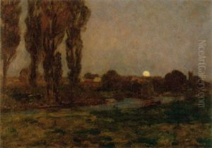 Flusslandschaft Bei Mondschein Flusslandschaft Bei Mondschein