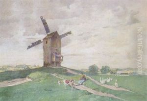 A Windmill On A Hill by Gilbert Von Canal