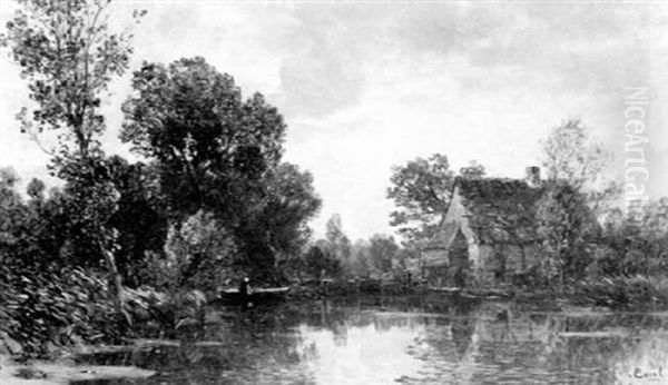 Flusslandschaft Mit Einer Muhle - view 1