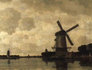 Windmuhle Am Ufer by Gilbert Von Canal