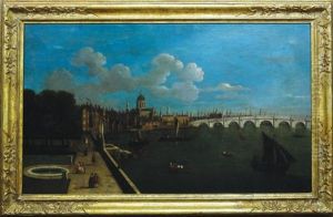 London, A View Of The Thames From The Terrace Of Somerset House, Looking Towards Saint Paul's Cathedral And Westminster Bridge by (Giovanni Antonio Canal) Canaletto