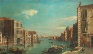View Of The Grand Canal, Venice From The Campo San Vio by (Giovanni Antonio Canal) Canaletto