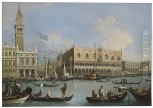 The Molo, Venice, With The Doge's Palace And The Piazzetta From The Bacino Di San Marco by (Giovanni Antonio Canal) Canaletto