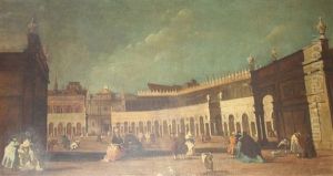 Crowded Italian Square by (Giovanni Antonio Canal) Canaletto