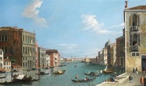 The Grand Canal, Venice, Looking East With The Doge's Palace And The Punta Della Dogana In The Distance by (Giovanni Antonio Canal) Canaletto
