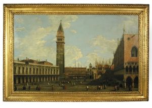 A View Of The Piazza Di San Marco From The Piazzetta With The Campanile On The Left And The Palazzo Ducale And St Mark's On The Right by (Giovanni Antonio Canal) Canaletto