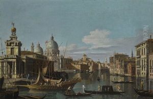 Venice, A View Of The Grand Canal Looking West Towards The Church Of The Santa Maria Della Salute