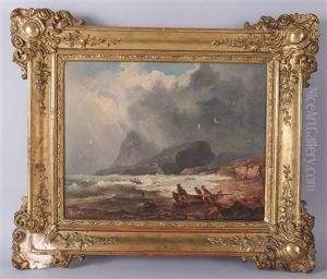 Kustenlandschaft Mit Fischern Und Aufziehendem Gewitter by Jakob Canciani