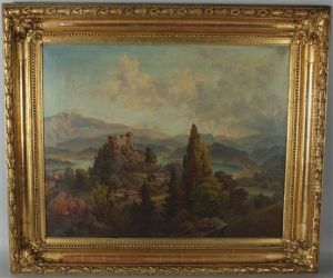 Blick Auf Die Burg Finkenstein, Im Hintergrund Der Faakersee, Die Burgruine Landskron Und Die Gerlitzen Blick Auf Die Burg Finkenstein, Im Hintergrund Der Faakersee, Die Burgruine Landskron Und Die Gerlitzen