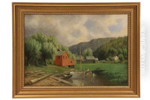 Connecticut Farm With Boats In River