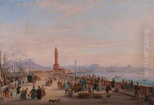 Vue Du Port De Naples by Salvatore Candido