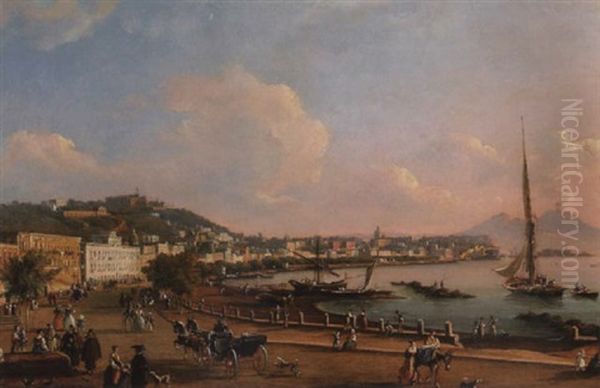 A View Of The Bay Of Naples With Figures On The Promenade - view 1