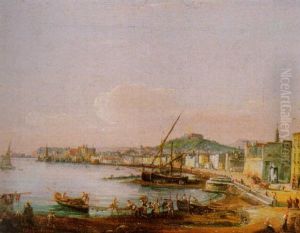View Of The Bay Of Naples Looking Towards The Castel Nuovo And The Mole by Salvatore Candido