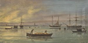 View Of A Venetian Lagoon by Giuseppe Canella
