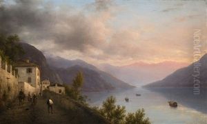 Veduta Del Lago Di Como Preso Da Griante by Giuseppe Canella