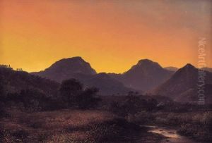 Paesaggio Montuoso Allo Spuntar Dell'aurora Paesaggio Montuoso Allo Spuntar Dell'aurora