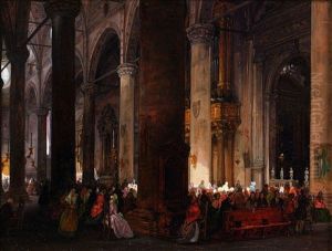 Interieur De La Basilique Sainte Anastasie De Verone by Giuseppe Canella