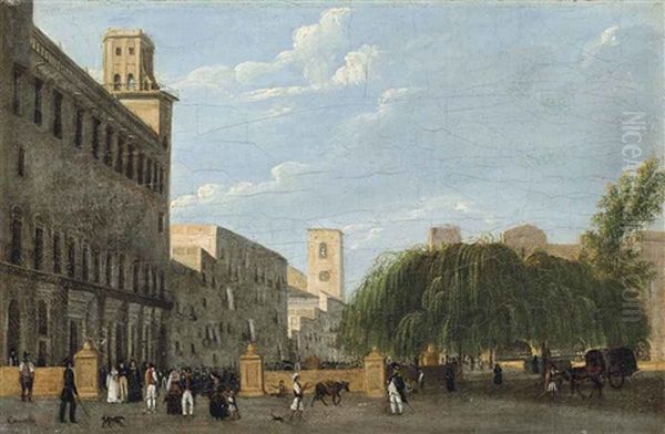 Fgures In An Italian Square - view 1