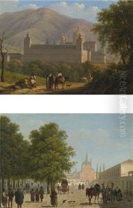 View Of The Escorial And View Of The Convento De Los Agustinos Recoletos (pair) by Giuseppe Canella