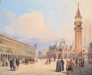 Die Piazza San Marco In Venedig by Giuseppe Canella