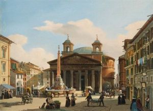 Vue Du Pantheon A Rome by Giuseppe Canella