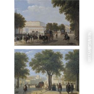 A View Of Calle Atocha, Madrid (+ A Possible View Of Paseo Del Prado, With The Cibeles Fountain Beyond, Madrid; Pair)