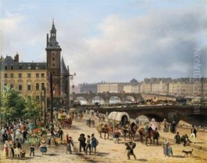 Paris, La Tour De L'horloge Et Le Marche Aux Fleurs