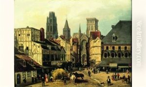 Place Du Marche A Rouen by Giuseppe Canella
