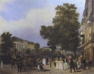 Vue Des Boulevards A Paris, Le Theatre Des Varietes Et Les Panoramas by Giuseppe Canella