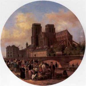Paris, With A View Of Notre Dame by Giuseppe Canella