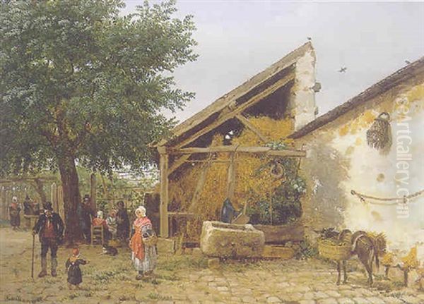 Scene Dans Une Cour D'auberge - view 1