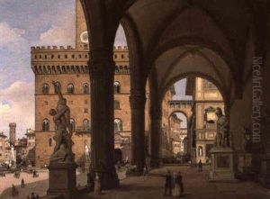 Scorcio Di Piazza Signoria A Firenze by Giuseppe Canella