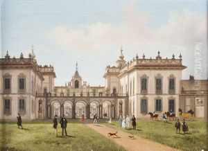 La Famille Du Comte Antonio Visconti Au Palazzo Visconti De Brignano by Giuseppe V. Canella