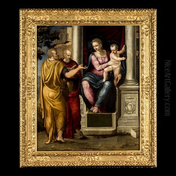 Vierge A L"enfant Avec Saint Pierre Et Saint Paul Paragone - view 1