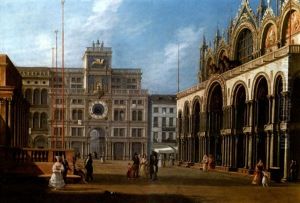 Vue De La Piazzetta Avec La Tour De L'horloge