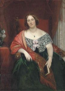 Portrait Of Mary Viscountess Maynard (1794-1857), Seated Full-length, Holding A Book In Her Left Hand