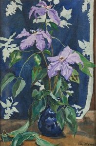 Vase Fleuri De Clematites by Marcel Canneel