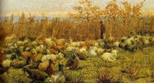 Pastore Con Il Gregge All'alba by Niccolo Cannicci