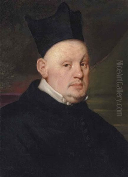 Portrait Of A Cleric, Bust-length, In A Black Habit And Hat - view 1