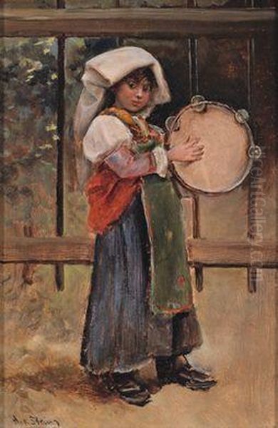 Italienisches Madchen Mit Tamburin - view 1