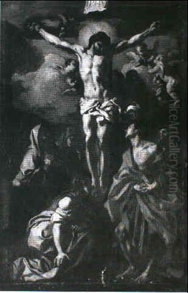 Den Korsfaestede Kristus Omgivet Af Engle, Maria, Johannes Og Tre Kvinder - view 1