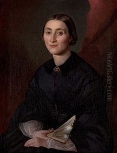 Retrato De Dama Con Abanico by Eduardo Javier Ramon Cano de la Pena
