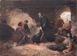 Miguel Manara Ayudando A Un Moribundo by Eduardo Javier Ramon Cano de la Pena