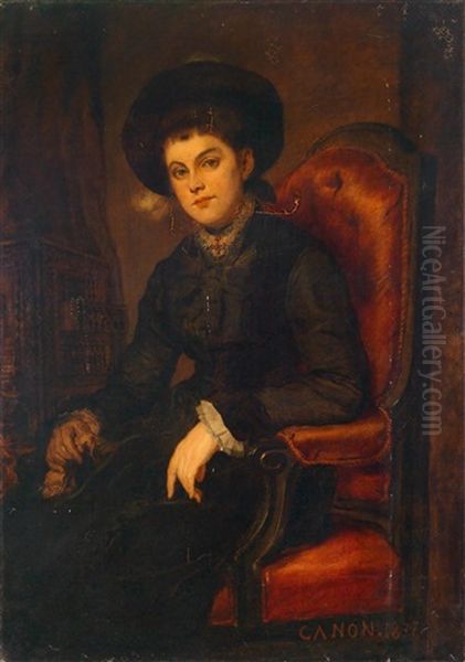 Portrait Of A Lady In A Red Armchair - view 1
