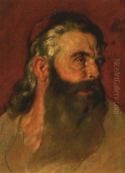 Portrait Eines Bartigen Herren Mit Rotem Kappchen - view 1