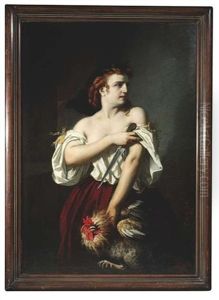 Moderne Judith. Parodie Auf Die Alttestamentliche Geschichte Von Judith Und Holofernes: Eine Kuchenmagd Ist Im Begriff, Einen Hahn Zu Kopfen by Hans (Johann von Strasiripka) Canon